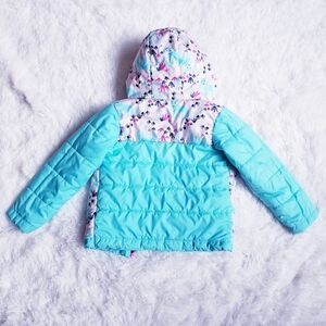 The North Face Toddler Reversible Jacket in Teal and Pink Fox Print